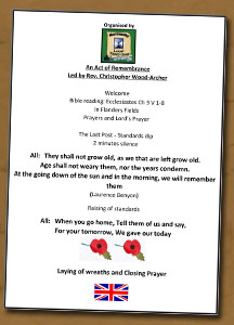 2021 Remembrance Day - Order of Service - Click On This for Larger Image 
			(Opens in New Window)