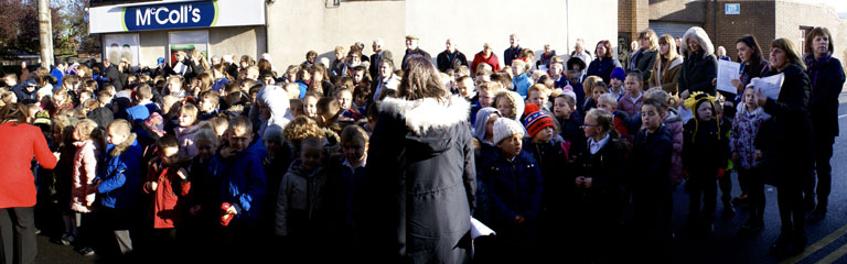 Photo 10  - 2016 Normanby Remembrance Day - 
The Children from Bankfields School Gather for the Service