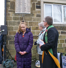 Photo 11  - 2014 Normanby Remembrance Day - Amanda Proud Lays Wreath on Behalf of Ian Swales (MP for Redcar) 