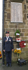 Photo 14  - 2014 Normanby Remembrance Day - Veteran Dave Camish Stands Respectfully by Our War Memorial