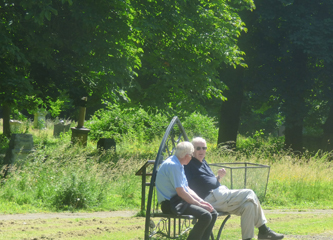 Photo 17  - Linthorpe Cemetery Trip - Harry Greenmon and ??? Taking a Break