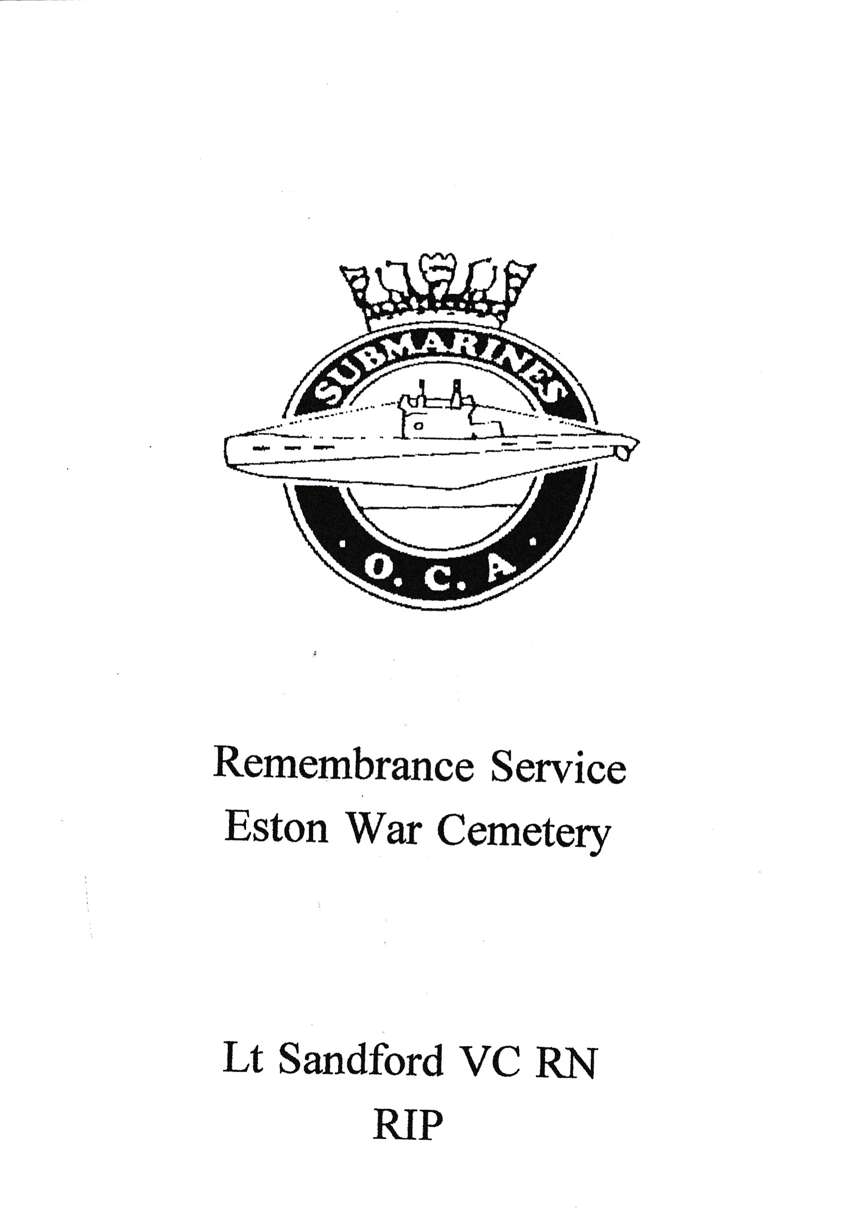 2022 Lt. Sandford VC Remembrance Service Sheet Page 1
- Click On This for Larger Image (Opens in New Tab)