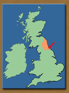 Map of GB showing North East of England