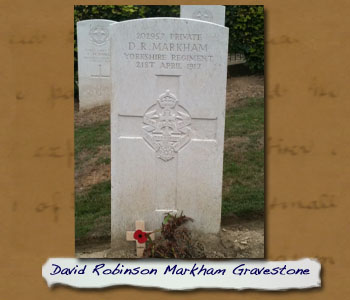 Hibers Trench Cemetery: D.R.Markham Gravestone
 - Click On This for Larger Image
       (Opens in New Window)