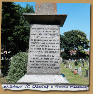 William Henry Short VC: Obelisk in Eston Cemetery
- Click On This for Larger Image (Opens in New Window)