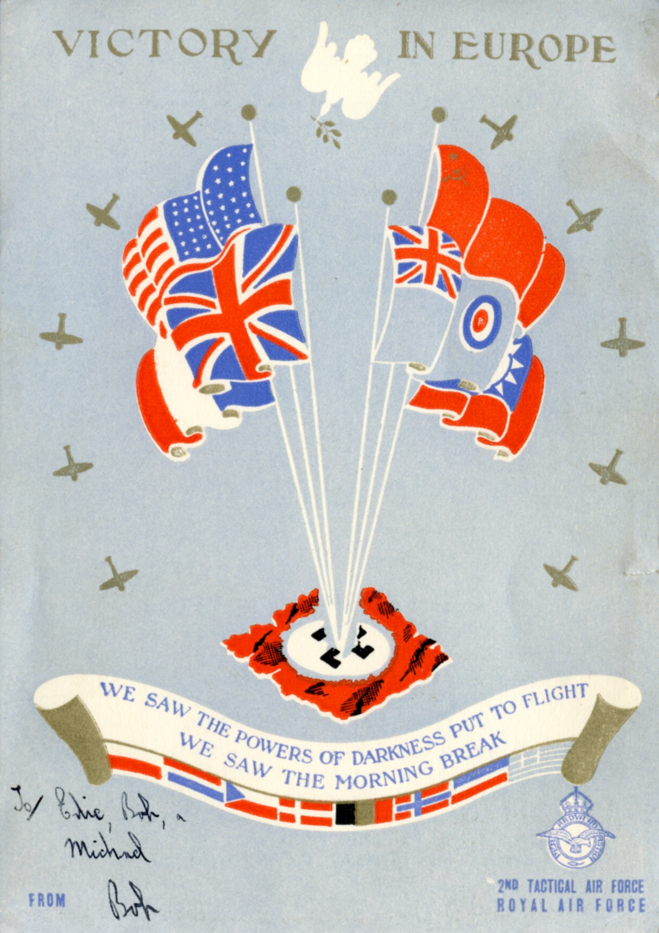 Message Card from Members of 2nd Tactical Air Force