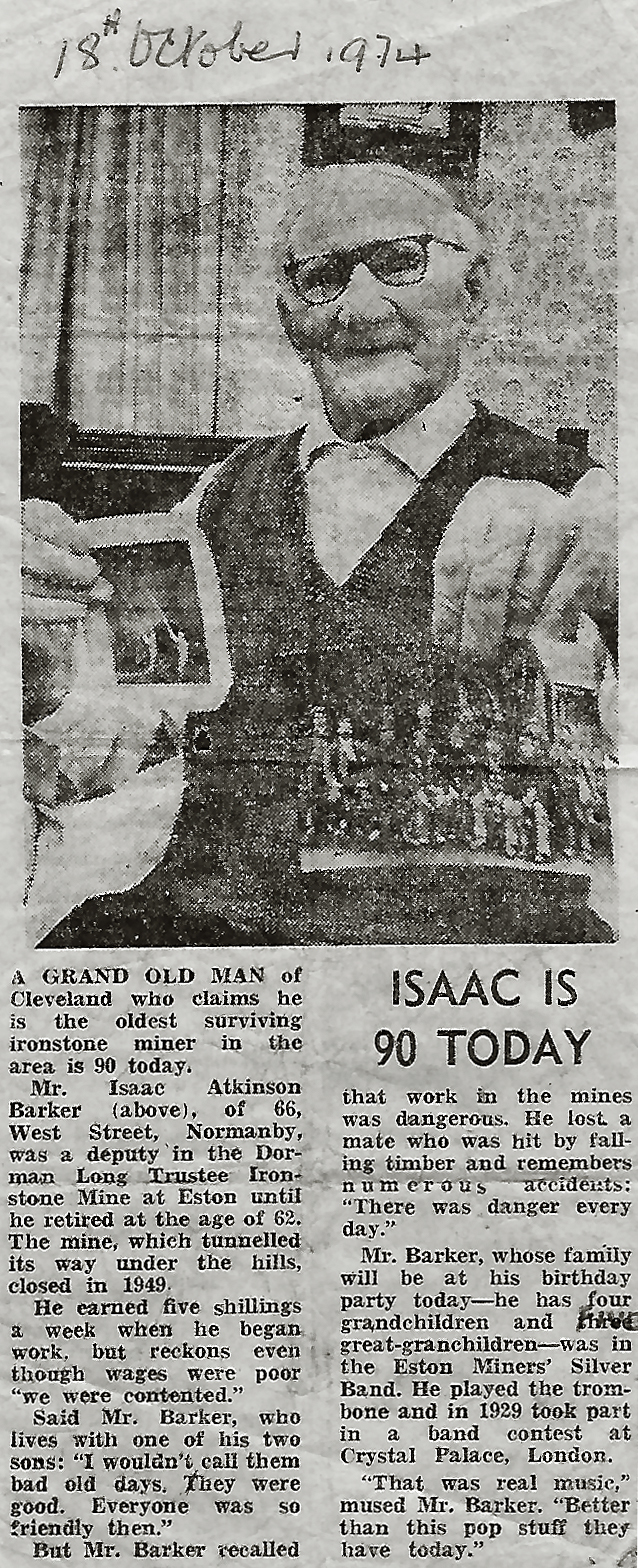 Isaac Atkinson Barker Newspaper Article - Click On This for Larger Image (Opens in New Window)