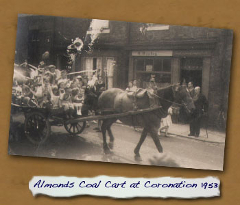 Almonds Coal Cart in Cleveland Street at Coronation 1953
 - Click On This for Larger Image
       (Opens in New Window)
