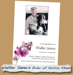 Walter Severs - Order of Service sheet