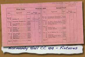 Normanby Hall CC 1919 Fixture List – Team Fixtures
 - Click On This for Larger Image
       (Opens in New Window)