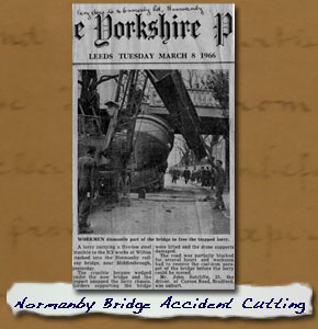 Normanby Railway Bridge Accident 1966 - Newspaper Cutting
 - Click On This for Larger Image
       (Opens in New Window)