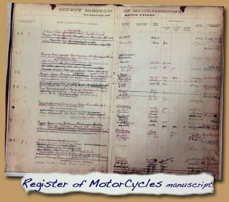 County Borough of Middlesbrough Register of Motor Cycles 
      - Click On This for Larger Image (Opens in New Tab)